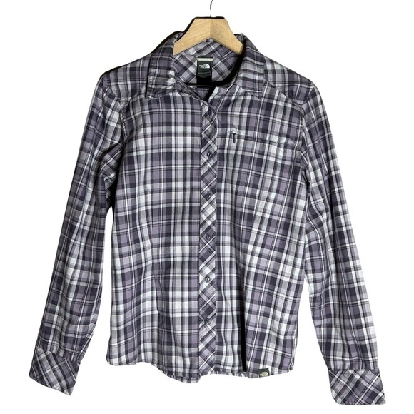 The North Face Purple Plaid Button Down Button Up - Size M - Picture 1 of 8